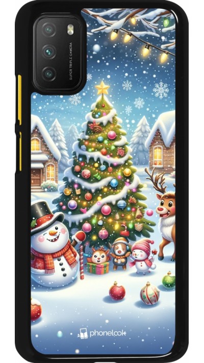 Xiaomi Poco M3 Case Hülle - Weihnachten 2023 Schneemann und Tannenbaum