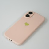 Coque iPhone 16 - Silicone Mat Coeur doré - Rose