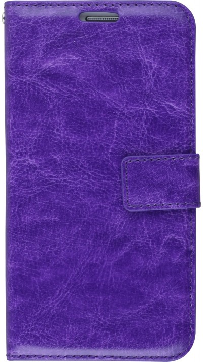 Hülle Samsung Galaxy S7 - Premium Flip Leder Tasche - Violett