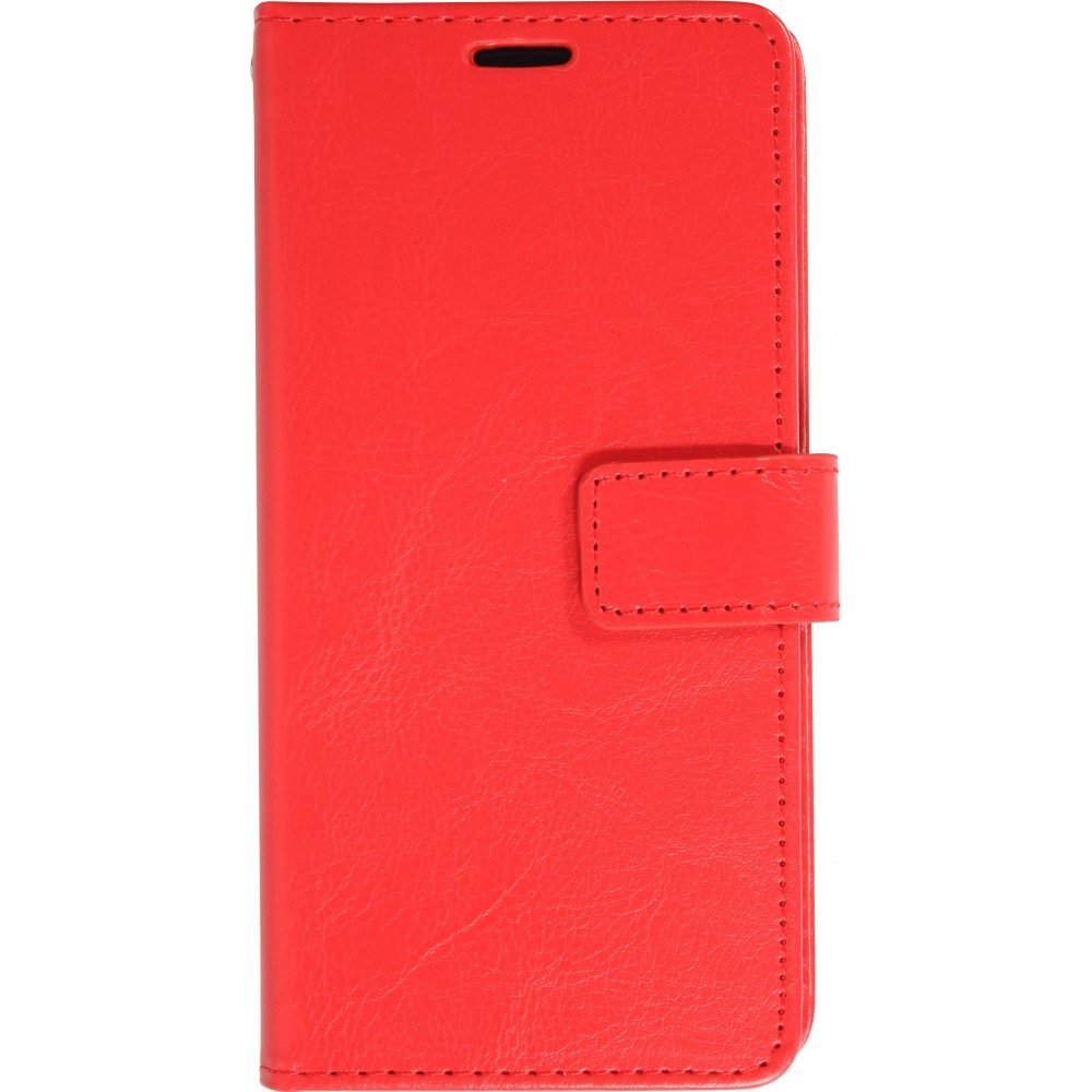 Fourre iPhone 16 - Premium Flip cuir lisse porte-cartes - Rouge